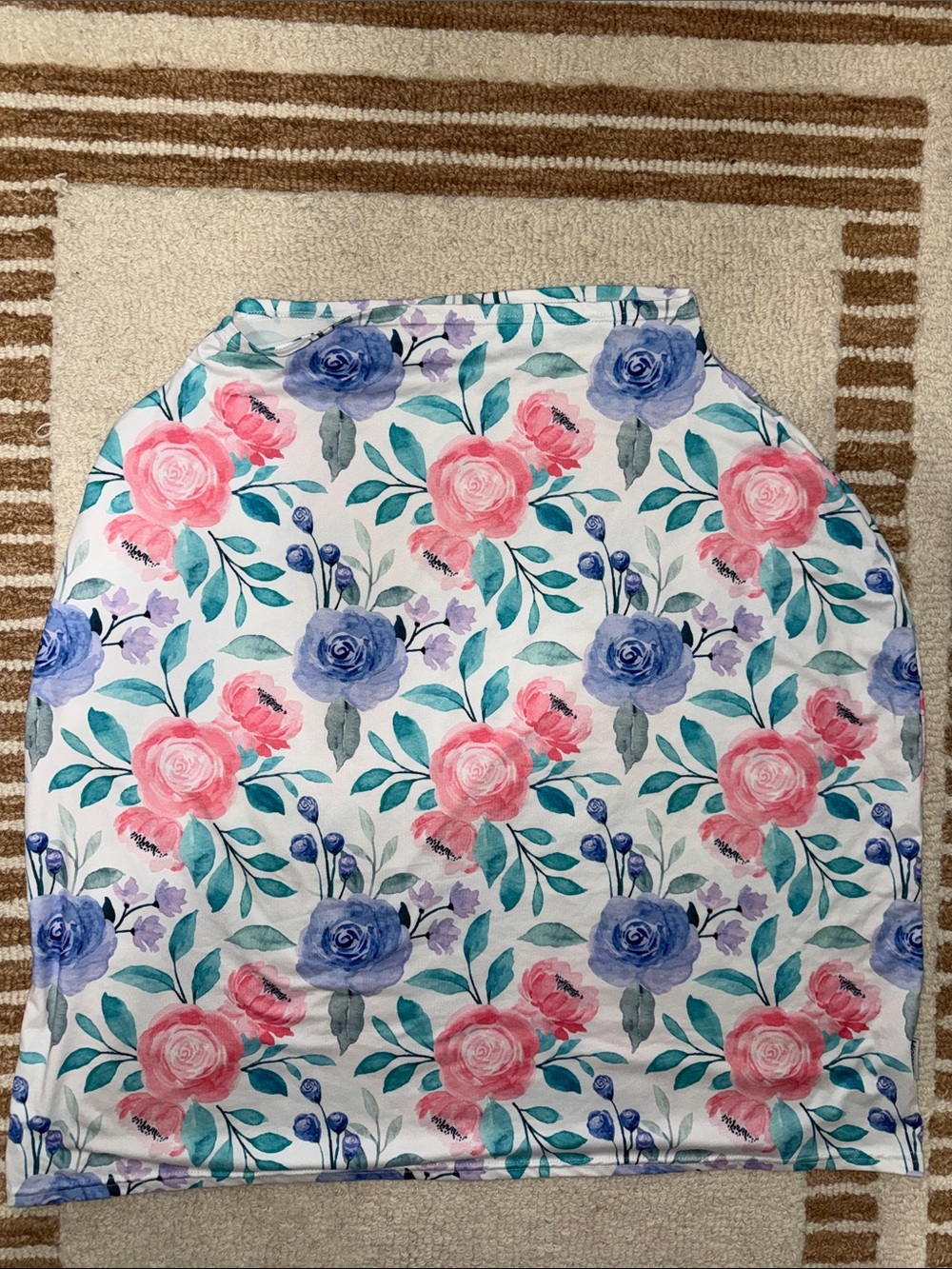 Floral Nursing Cover & Baby Car Seat Cover Pink Purple Multi-Use Stretch